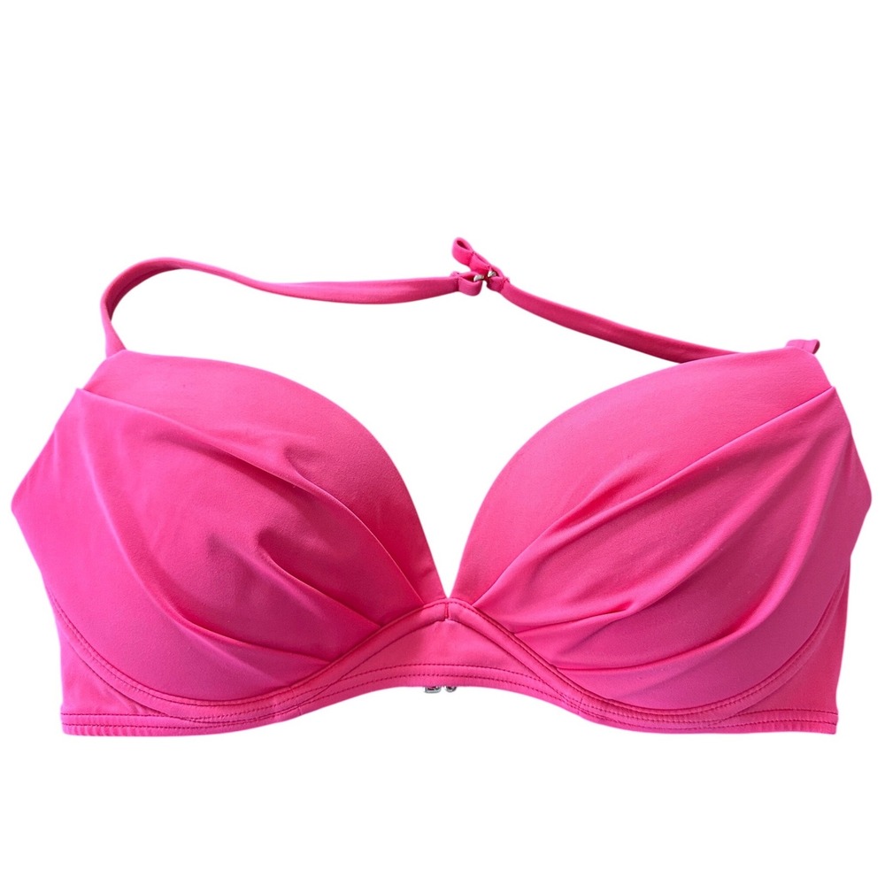 Victorias Secret Angel Convertible Bikini Top‎ Neon Pink Pleated 34D Underwire